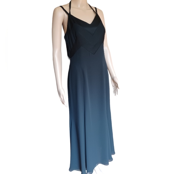 Gillian Womens Sleeveless Flowing Black Maxi Dress Semisheer V Neck Size 4 - Picture 5 of 11